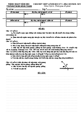 Đề khảo sát chất lượng học kỳ I môn Vật lý Lớp 7 - Năm học 2018-2019 - Trường THCS Đông Thịnh (Có đáp án)